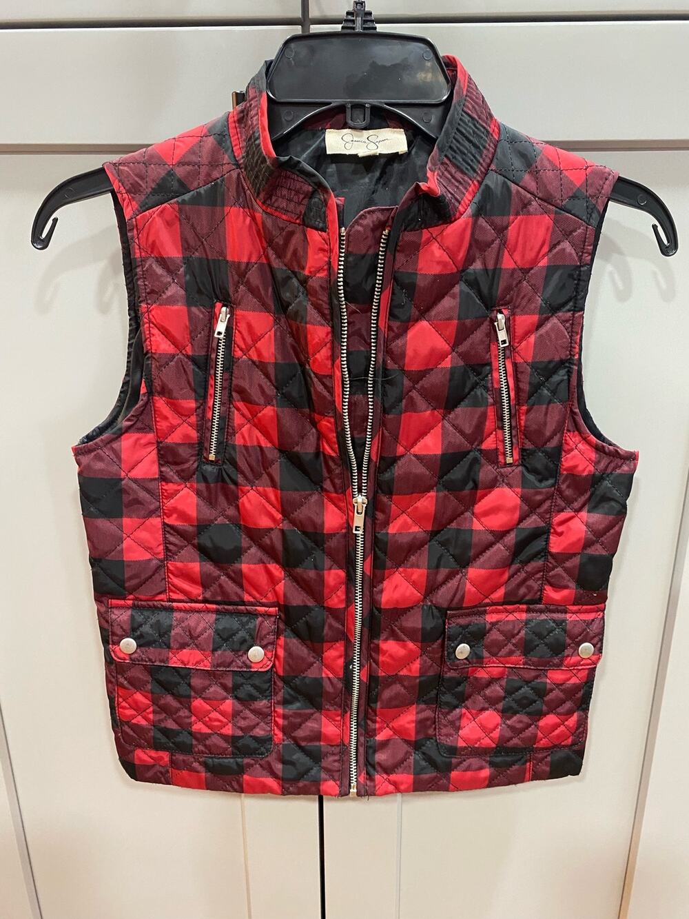 Jessica Simpson Big Girls Size 14/16 Sleeveless Quilted Buffalo Plaid Vest